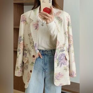 Vintage Alfred Dunner Floral Cream Blazer